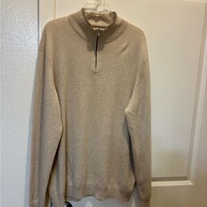 Club Room Luxury Cashmere Sweater Men's Size XL Quarter Zip Long Sleeve Beige